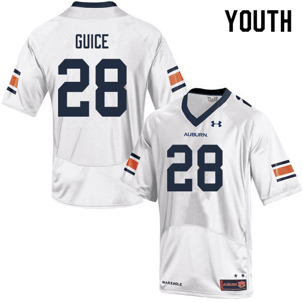 Auburn Tigers Youth Devin Guice #28 White Under Armour Stitched College 2019 NCAA Authentic Football Jersey BMU7174IW